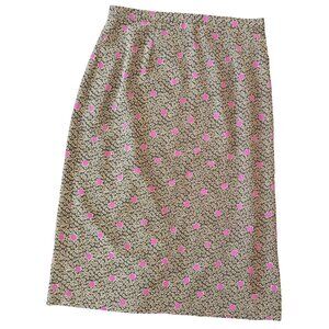 Vtg Hand Made Paisley & Polka Dot Midi Skirt Elastic Waist Clasp Hidden Zipper